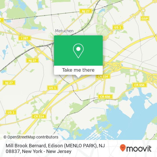 Mapa de Mill Brook Bernard, Edison (MENLO PARK), NJ 08837