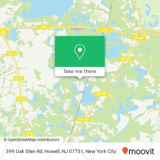 Mapa de 399 Oak Glen Rd, Howell, NJ 07731