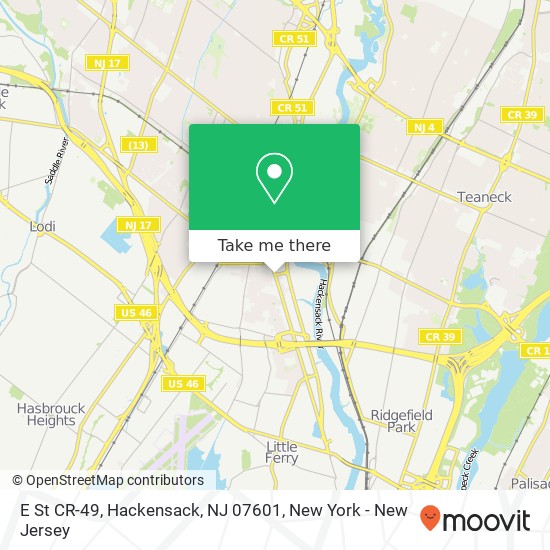 Mapa de E St CR-49, Hackensack, NJ 07601
