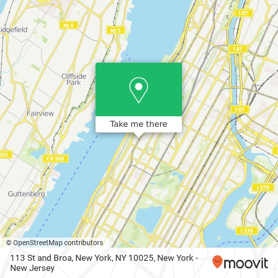 113 St and Broa, New York, NY 10025 map