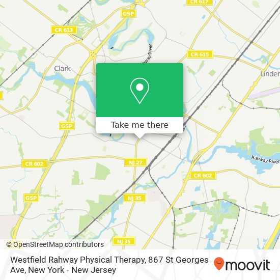 Mapa de Westfield Rahway Physical Therapy, 867 St Georges Ave