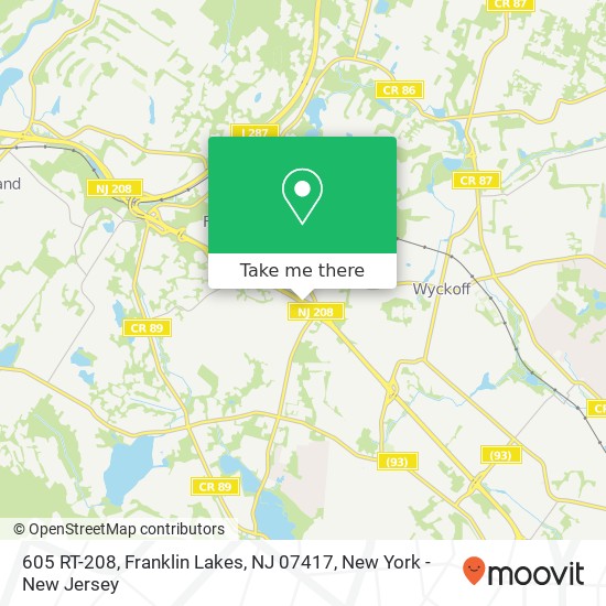 Mapa de 605 RT-208, Franklin Lakes, NJ 07417