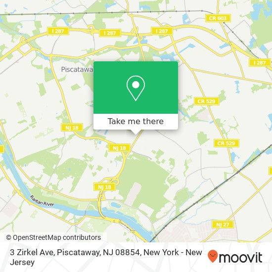 Mapa de 3 Zirkel Ave, Piscataway, NJ 08854