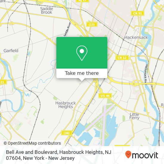 Bell Ave and Boulevard, Hasbrouck Heights, NJ 07604 map