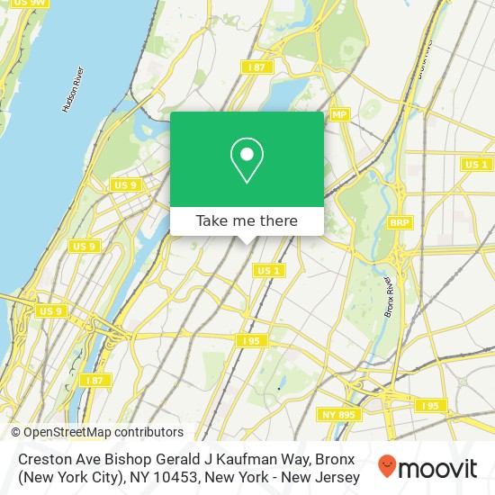 Creston Ave Bishop Gerald J Kaufman Way, Bronx (New York City), NY 10453 map