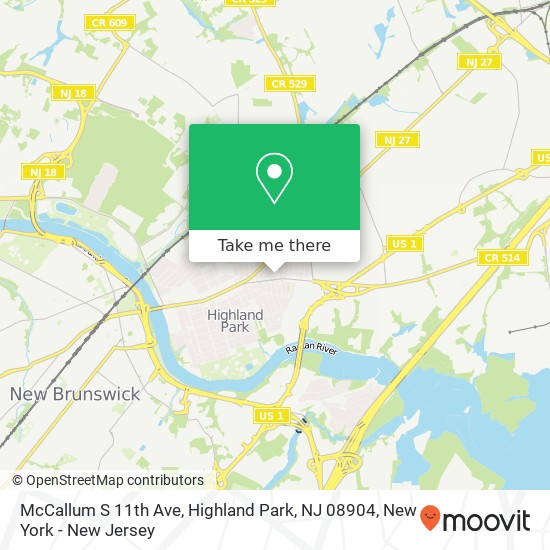 Mapa de McCallum S 11th Ave, Highland Park, NJ 08904