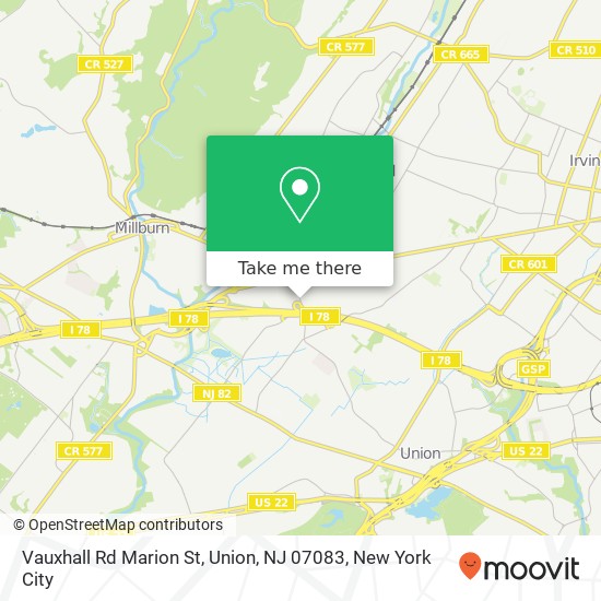 Mapa de Vauxhall Rd Marion St, Union, NJ 07083