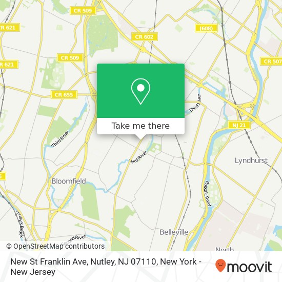 Mapa de New St Franklin Ave, Nutley, NJ 07110