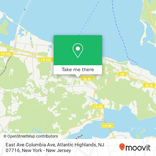 Mapa de East Ave Columbia Ave, Atlantic Highlands, NJ 07716