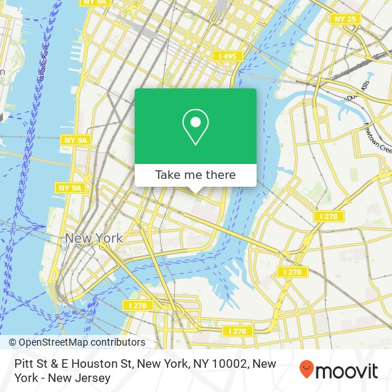 Pitt St & E Houston St, New York, NY 10002 map