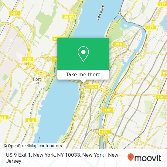 US-9 Exit 1, New York, NY 10033 map