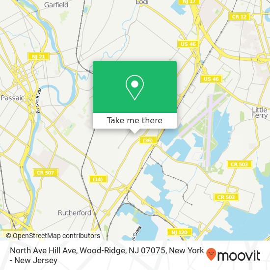 Mapa de North Ave Hill Ave, Wood-Ridge, NJ 07075