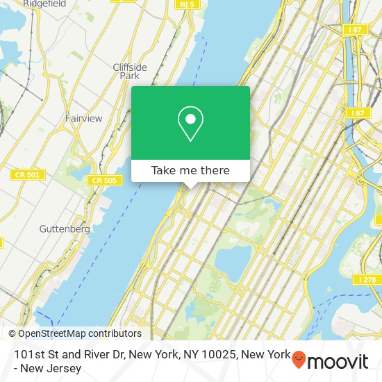 Mapa de 101st St and River Dr, New York, NY 10025