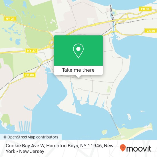 Mapa de Cookie Bay Ave W, Hampton Bays, NY 11946