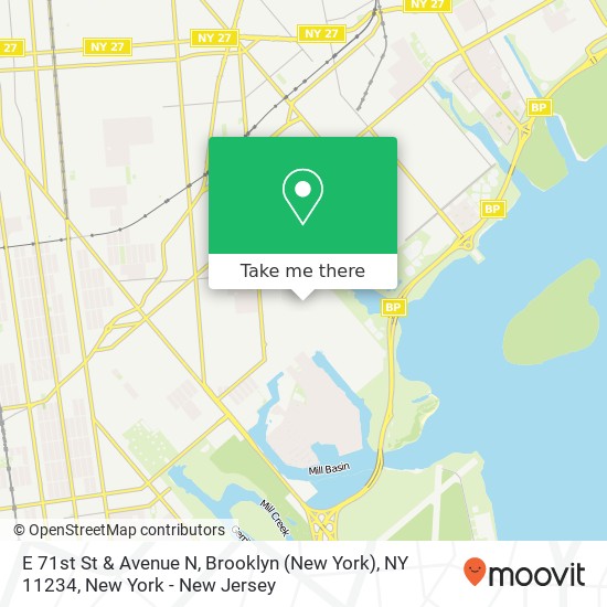 Mapa de E 71st St & Avenue N, Brooklyn (New York), NY 11234