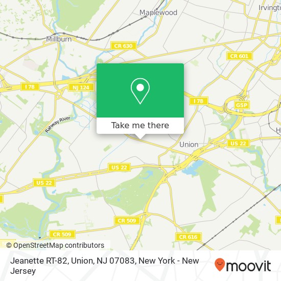 Jeanette RT-82, Union, NJ 07083 map