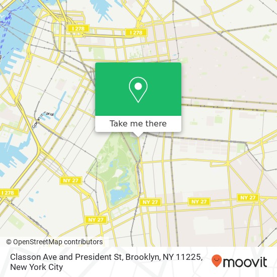 Classon Ave and President St, Brooklyn, NY 11225 map