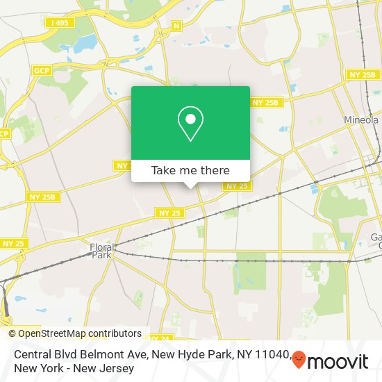 Mapa de Central Blvd Belmont Ave, New Hyde Park, NY 11040