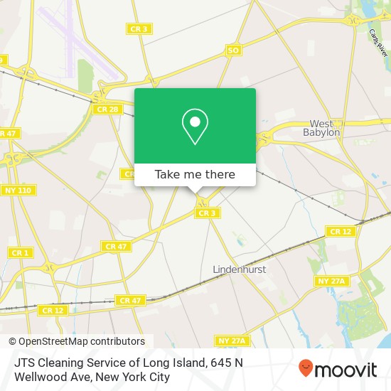 Mapa de JTS Cleaning Service of Long Island, 645 N Wellwood Ave