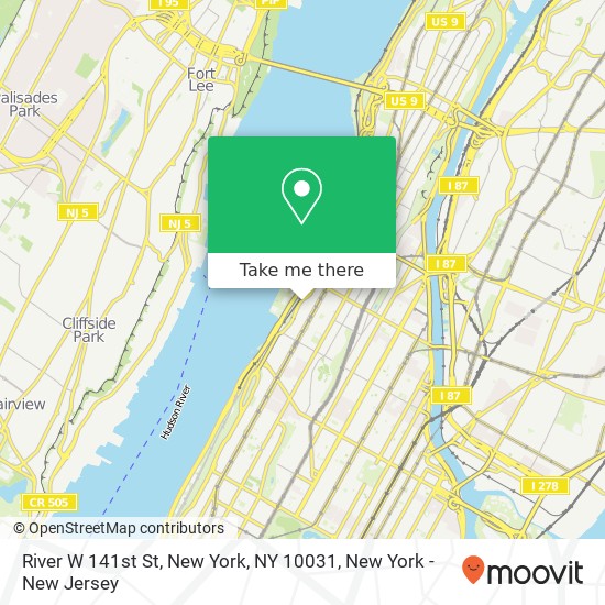 River W 141st St, New York, NY 10031 map