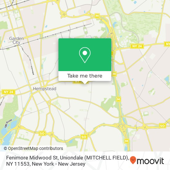 Mapa de Fenimore Midwood St, Uniondale (MITCHELL FIELD), NY 11553