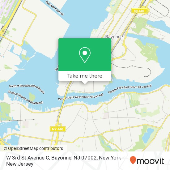 Mapa de W 3rd St Avenue C, Bayonne, NJ 07002