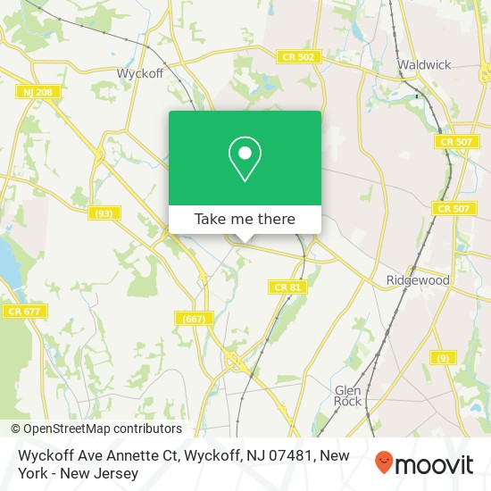 Mapa de Wyckoff Ave Annette Ct, Wyckoff, NJ 07481