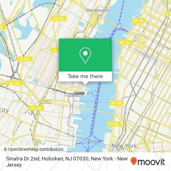 Mapa de Sinatra Dr 2nd, Hoboken, NJ 07030