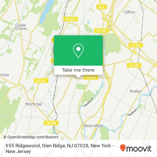 Mapa de 655 Ridgewood, Glen Ridge, NJ 07028