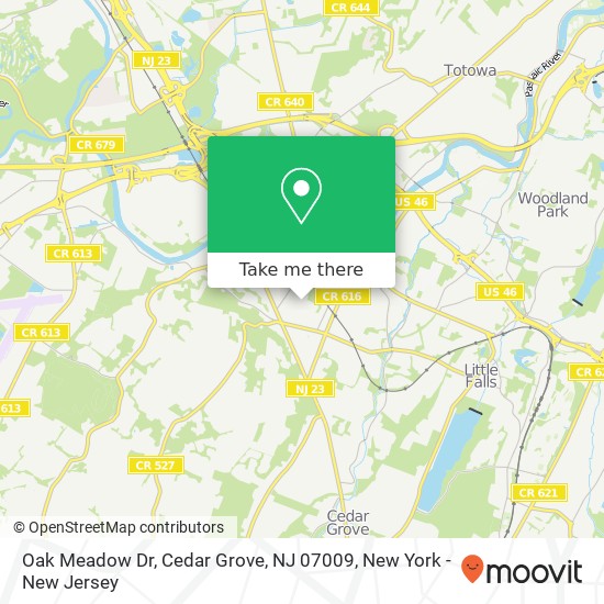 Mapa de Oak Meadow Dr, Cedar Grove, NJ 07009