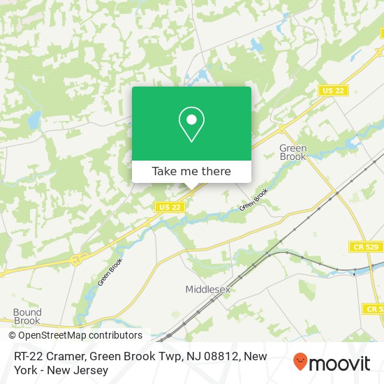 Mapa de RT-22 Cramer, Green Brook Twp, NJ 08812