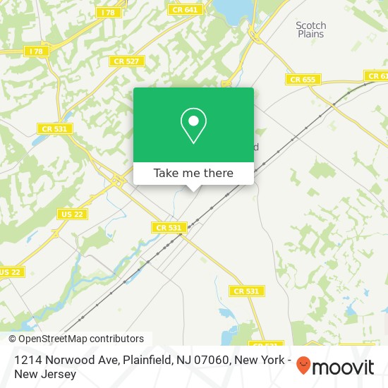 Mapa de 1214 Norwood Ave, Plainfield, NJ 07060