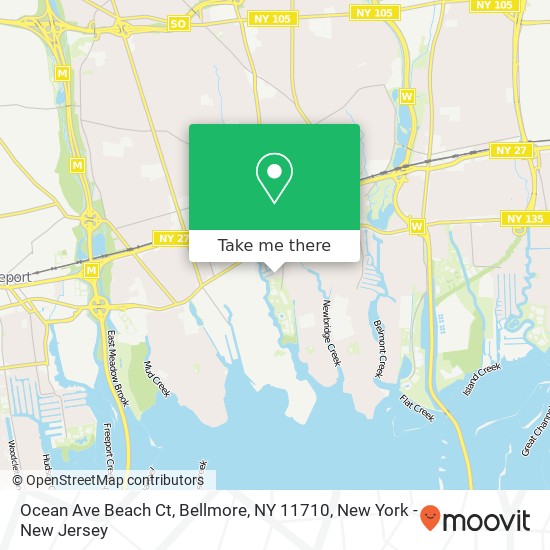 Mapa de Ocean Ave Beach Ct, Bellmore, NY 11710