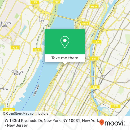 W 143rd Riverside Dr, New York, NY 10031 map