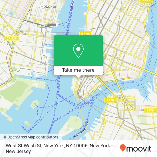 Mapa de West St Wash St, New York, NY 10006