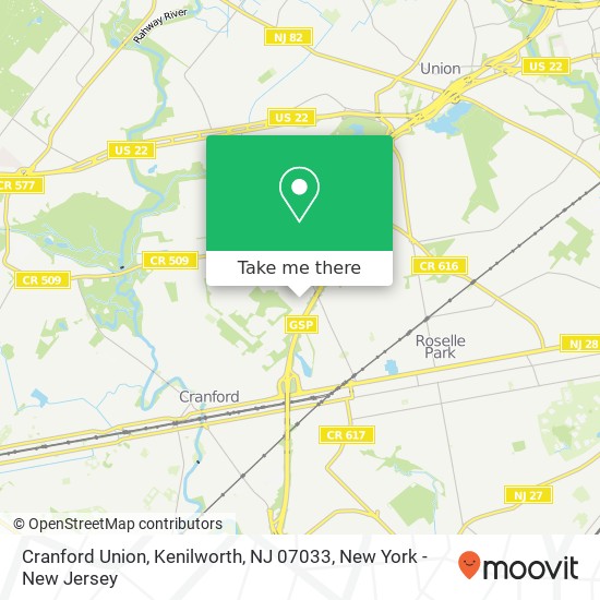 Mapa de Cranford Union, Kenilworth, NJ 07033