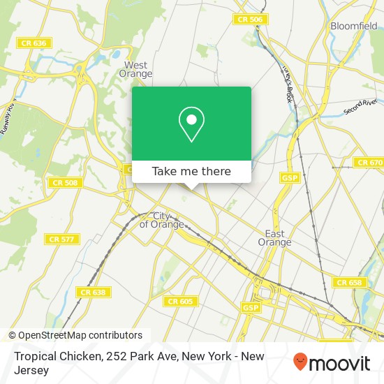Tropical Chicken, 252 Park Ave map