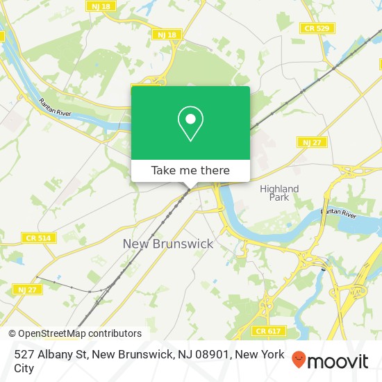 Mapa de 527 Albany St, New Brunswick, NJ 08901