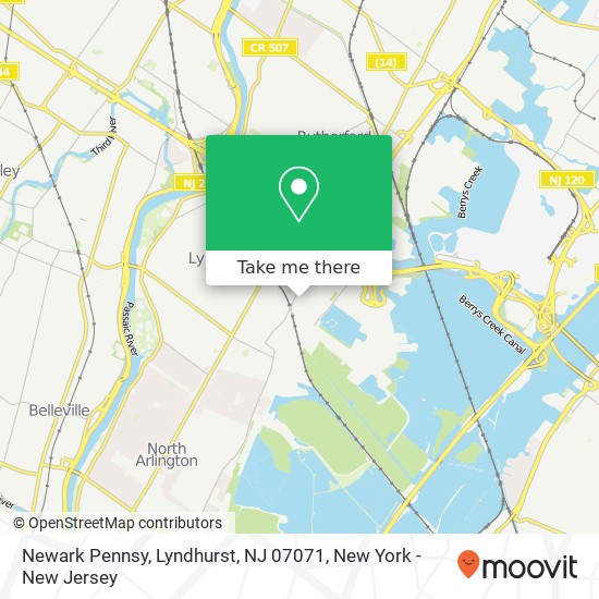 Mapa de Newark Pennsy, Lyndhurst, NJ 07071