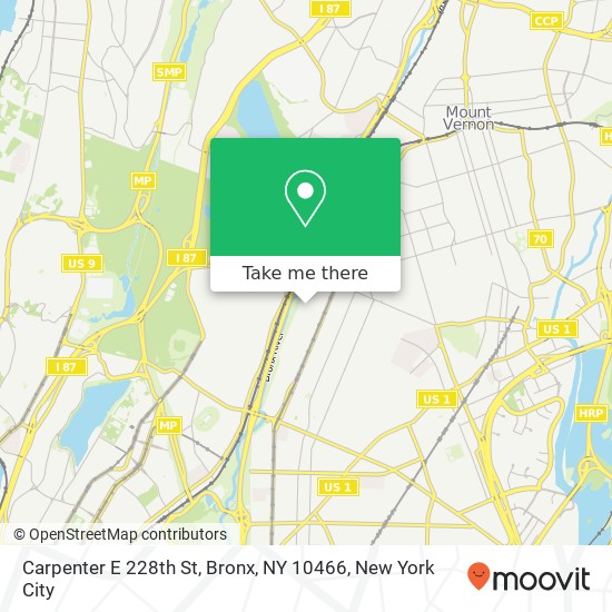 Mapa de Carpenter E 228th St, Bronx, NY 10466