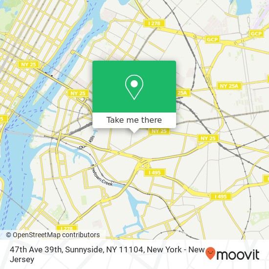 Mapa de 47th Ave 39th, Sunnyside, NY 11104