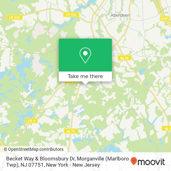 Mapa de Becket Way & Bloomsbury Dr, Morganville (Marlboro Twp), NJ 07751