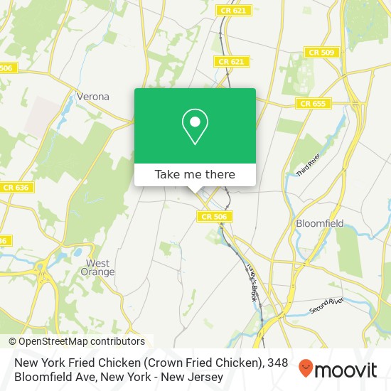 New York Fried Chicken (Crown Fried Chicken), 348 Bloomfield Ave map