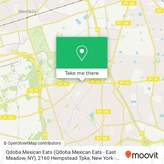 Qdoba Mexican Eats (Qdoba Mexican Eats - East Meadow, NY), 2160 Hempstead Tpke map