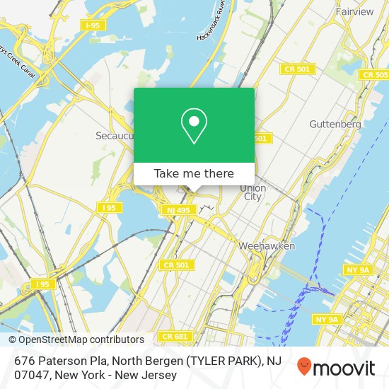 Mapa de 676 Paterson Pla, North Bergen (TYLER PARK), NJ 07047