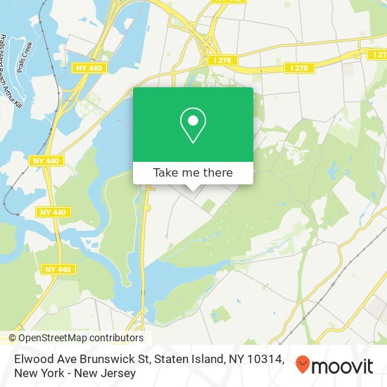 Mapa de Elwood Ave Brunswick St, Staten Island, NY 10314