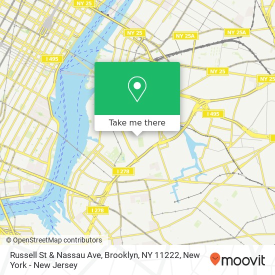 Mapa de Russell St & Nassau Ave, Brooklyn, NY 11222