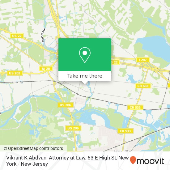 Mapa de Vikrant K Abdvani Attorney at Law, 63 E High St
