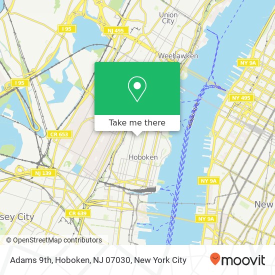 Mapa de Adams 9th, Hoboken, NJ 07030