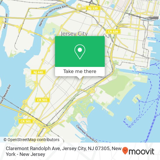 Mapa de Claremont Randolph Ave, Jersey City, NJ 07305